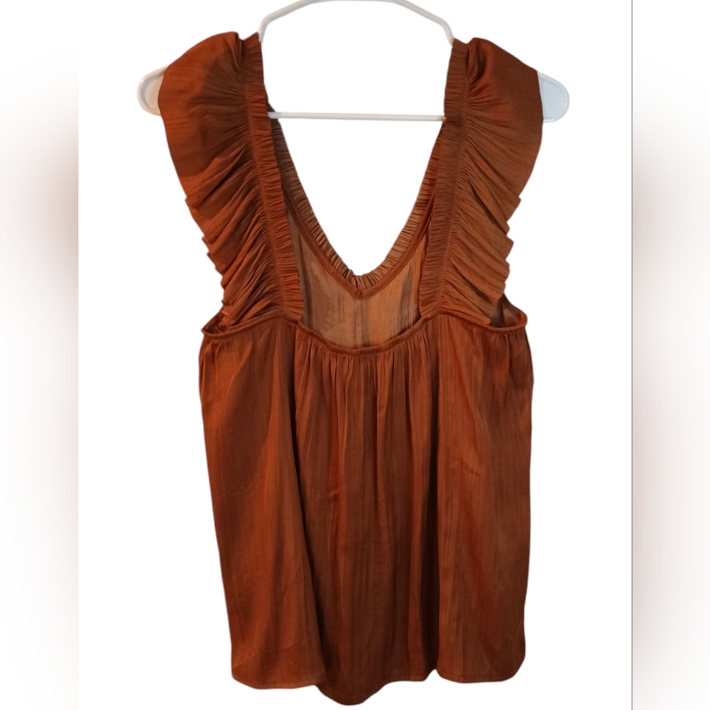 Evereve Rust Ruffle Blouse - Picture 4 of 9